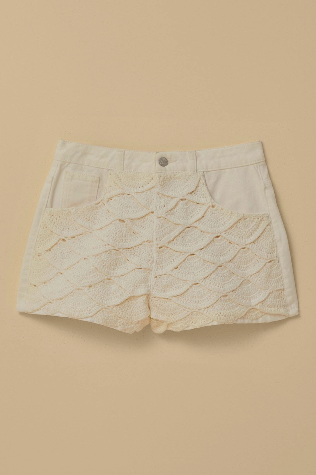 White Crochet Shorts Lightweight Material