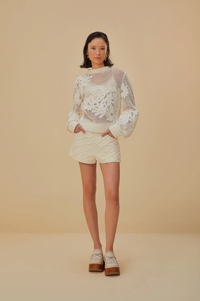 Comfortable fit White Crochet Shorts