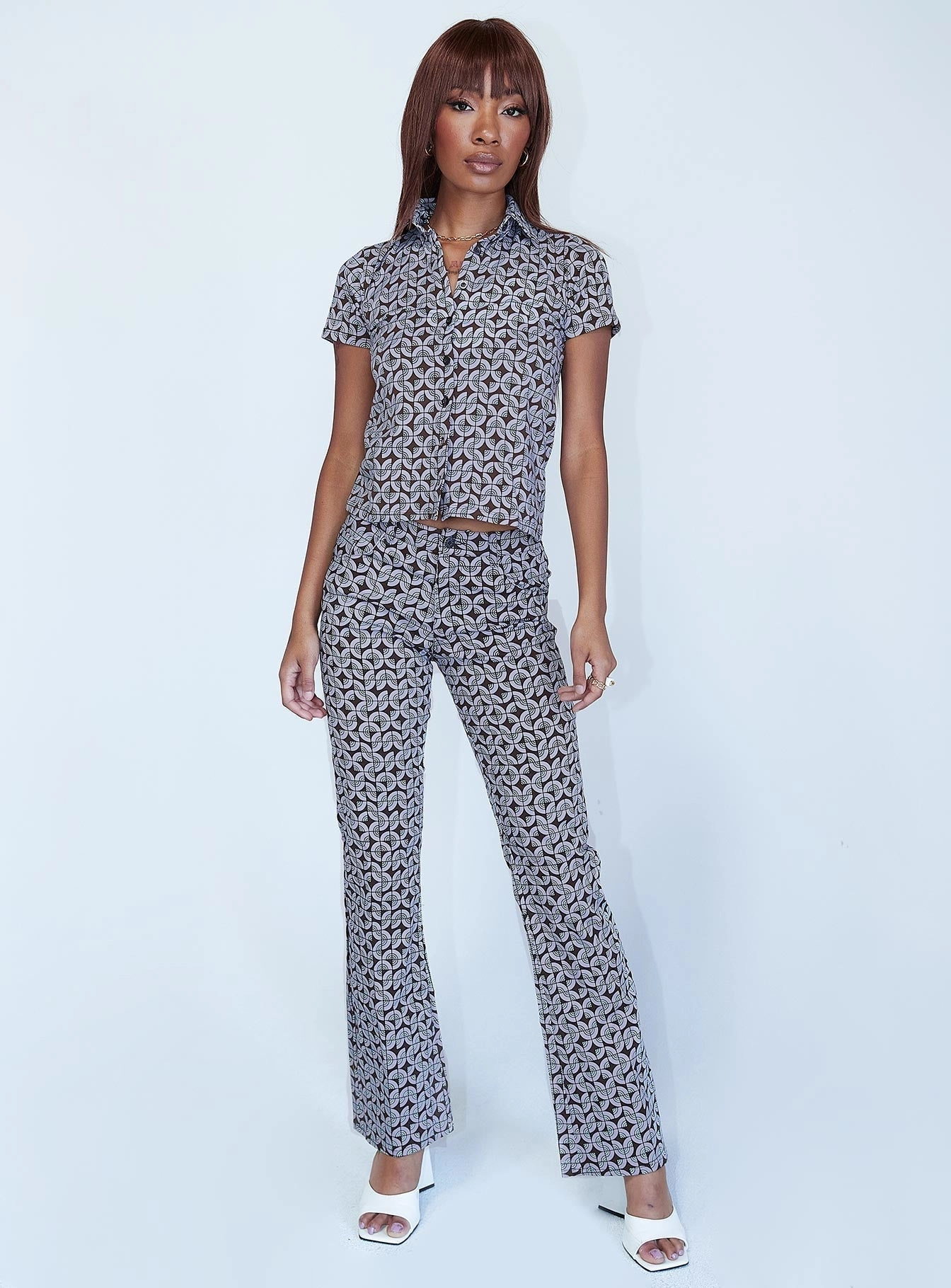 Motel Jopan Trouser Retro Tile Multi Fitted Design