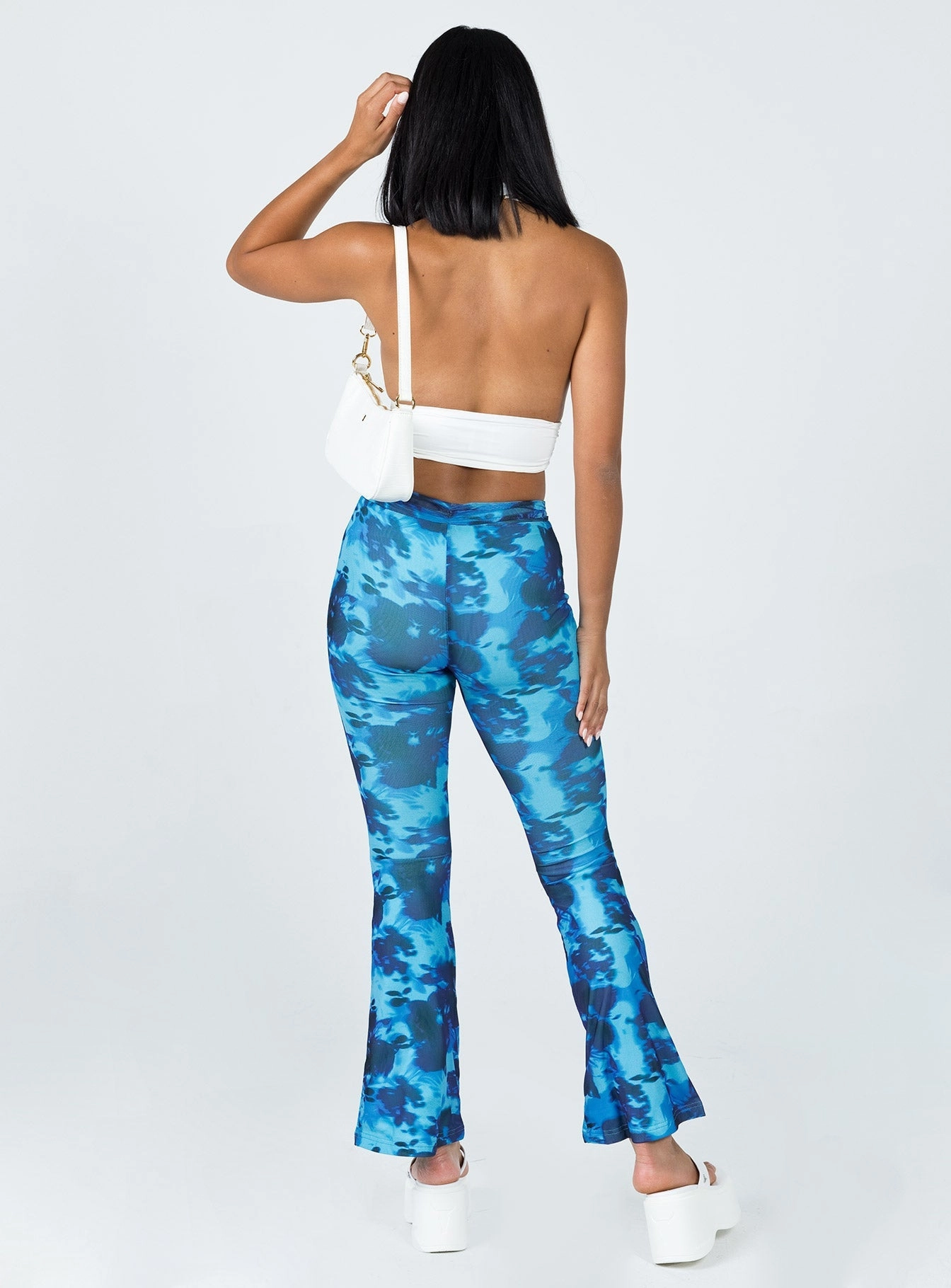 Allen Floral Flare Pants Blue All Time Use Casual Vibe