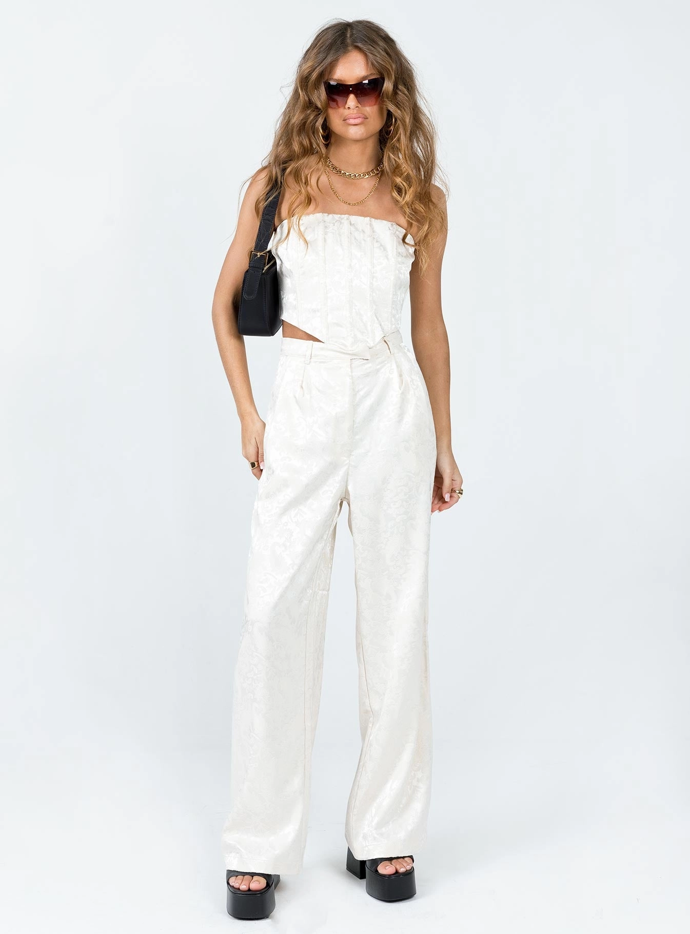 Amalia Pants Beige Satin Casual Design Outdoor Essentials