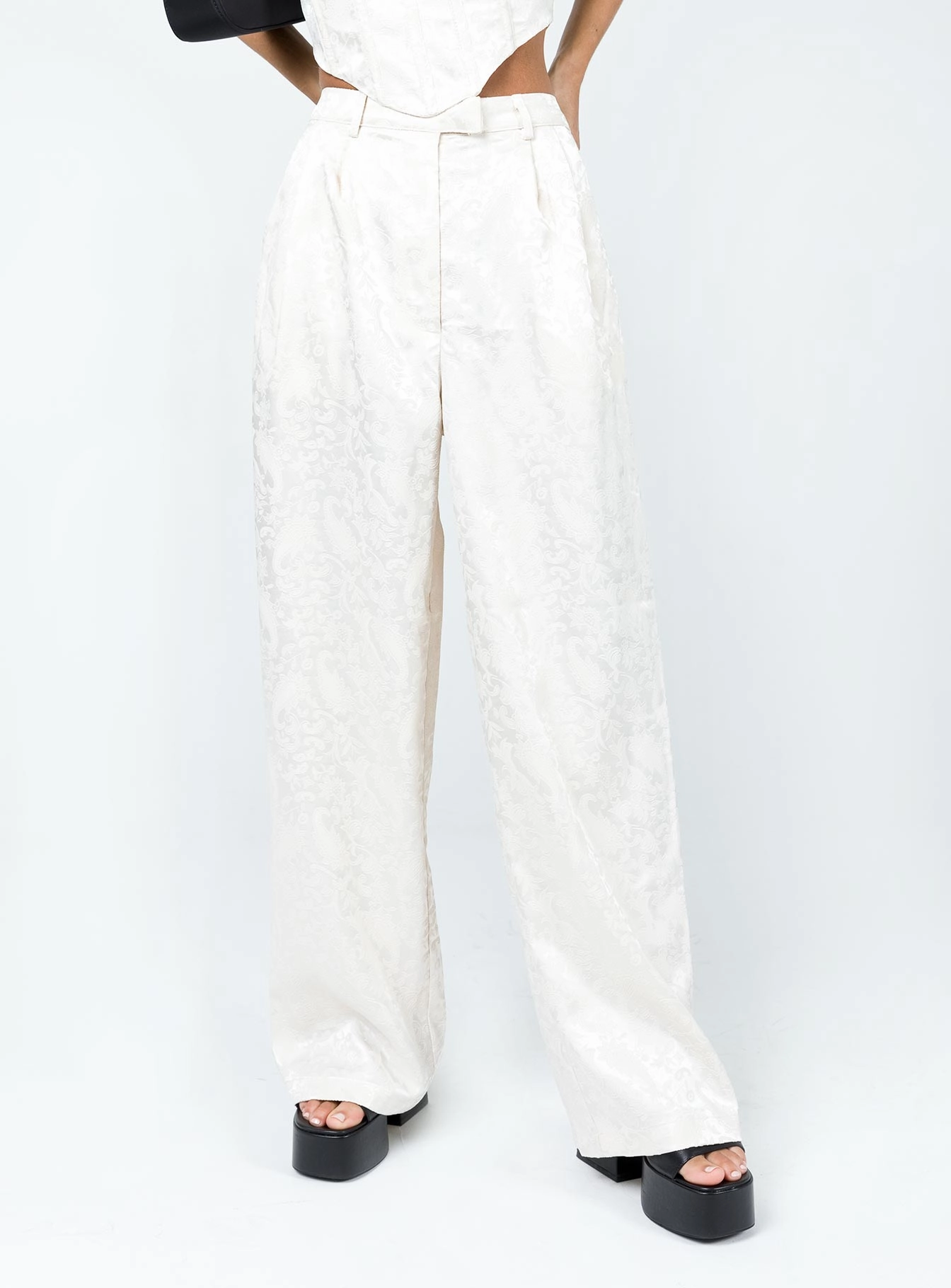 Amalia Pants Beige Satin Basic Stretch