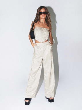 Amalia Pants Beige Satin ReinforcedKnees