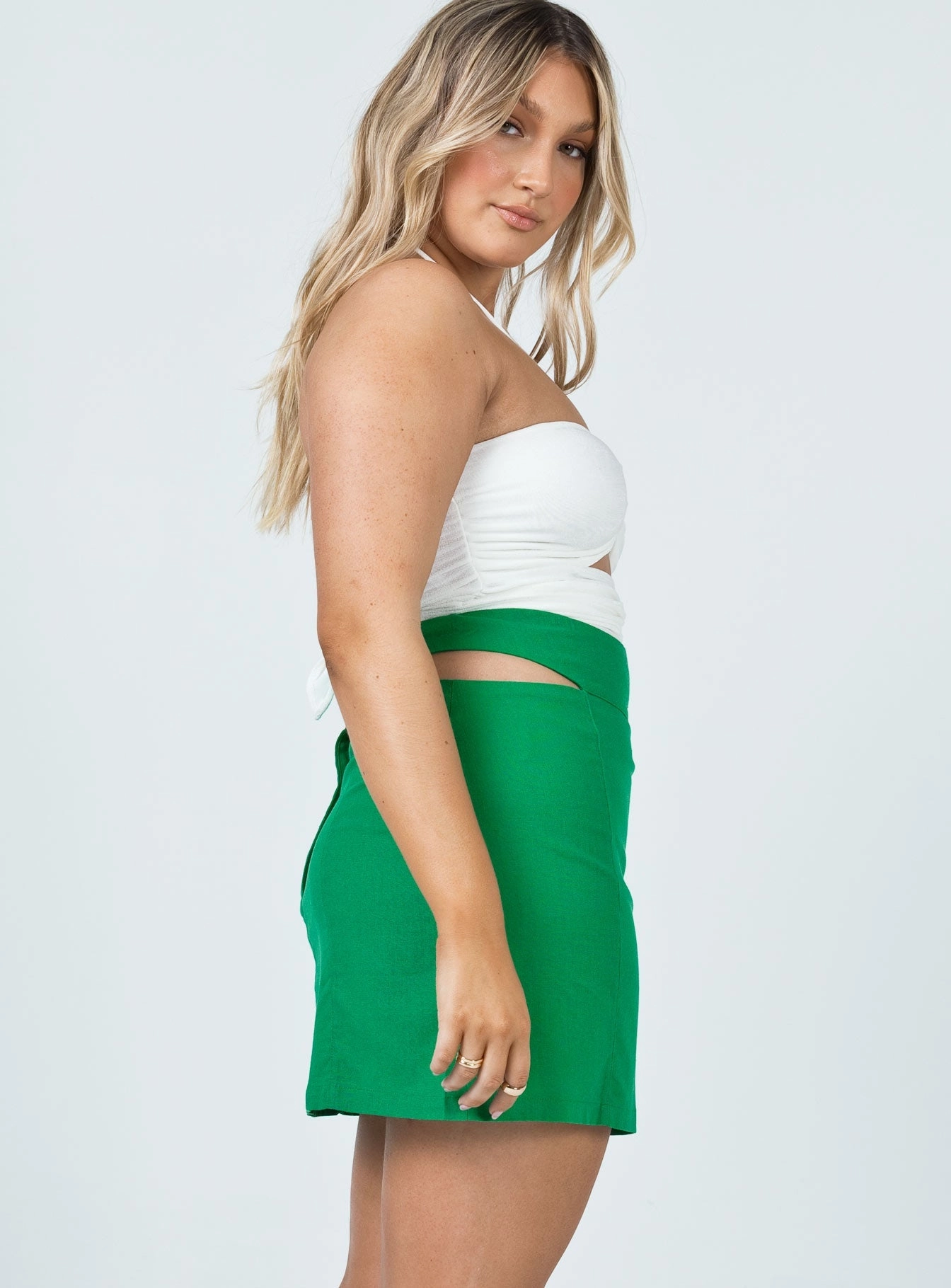 Dance Practice Amara Cut Out Mini Skirt Green