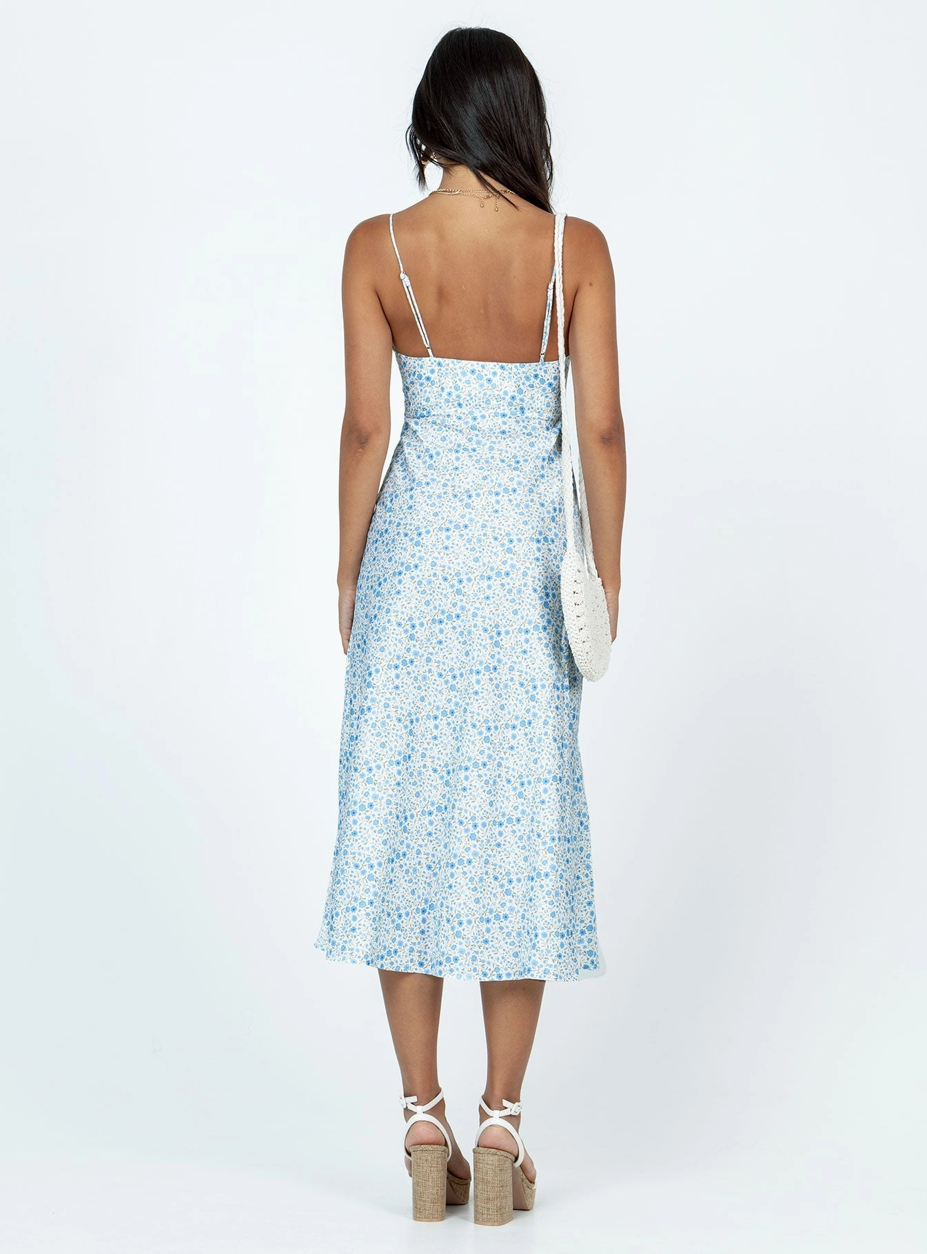 Amara Midi Dress Blue Multi WaterRepellentCoating Flattering Silhouette Wear