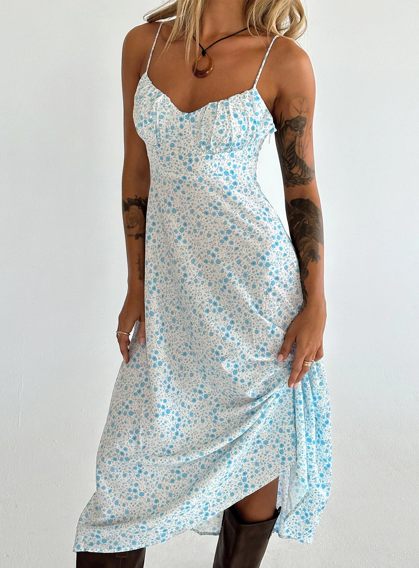 Amara Midi Dress Blue Multi Versatile Wearable