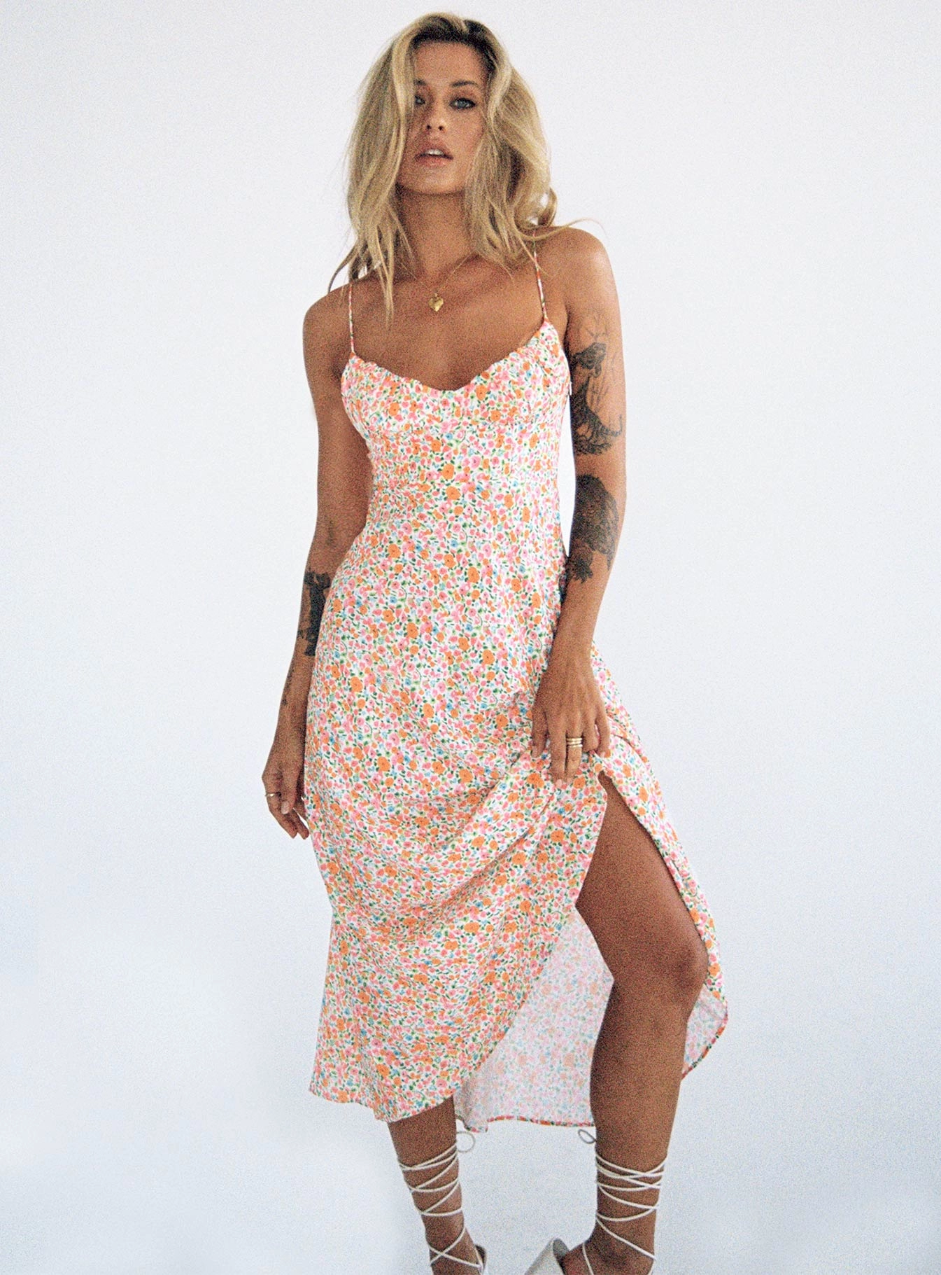 Neutral Aesthetic Amara Midi Dress Multi