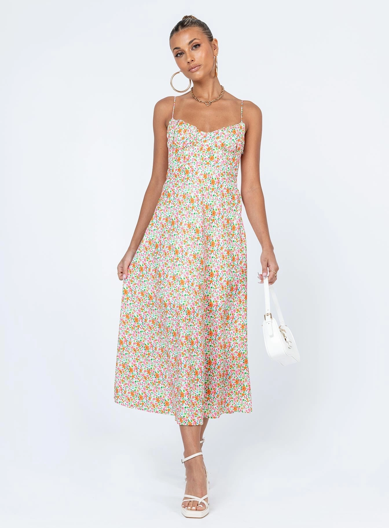 Amara Midi Dress Multi Bright Petal Satin Layers