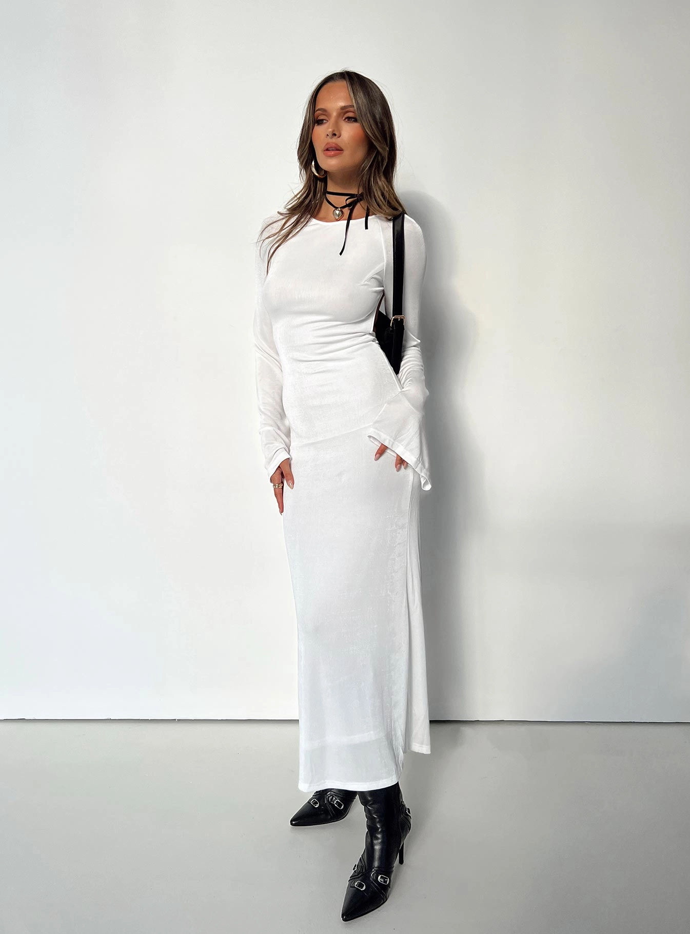 Amersham Long Sleeve Maxi Dress White Light Comfort