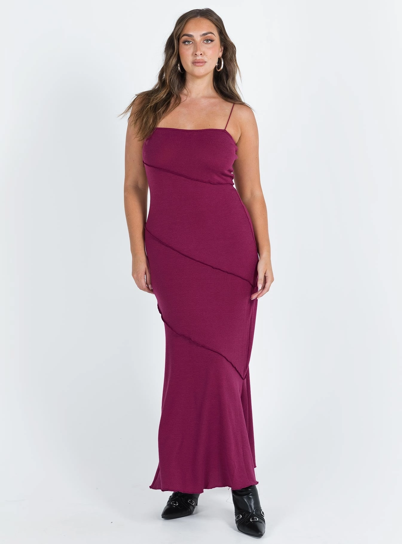 Pure Elegance Andros Maxi Dress Burgundy