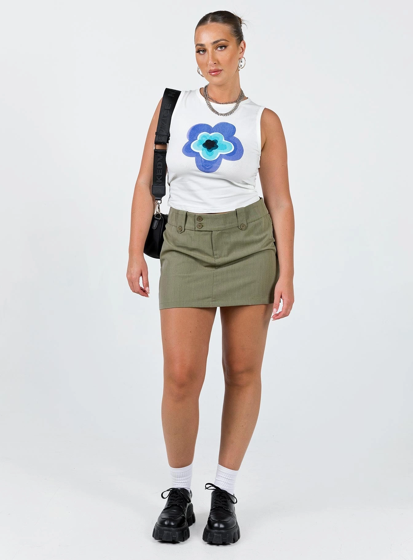 Artisan Print quick dry Coco Mini Skirt Khaki