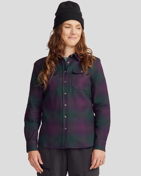 Women's Carrillon HF Long Sleeve Shirt  - Shadow Plaid Deep Forest Teen Fashion