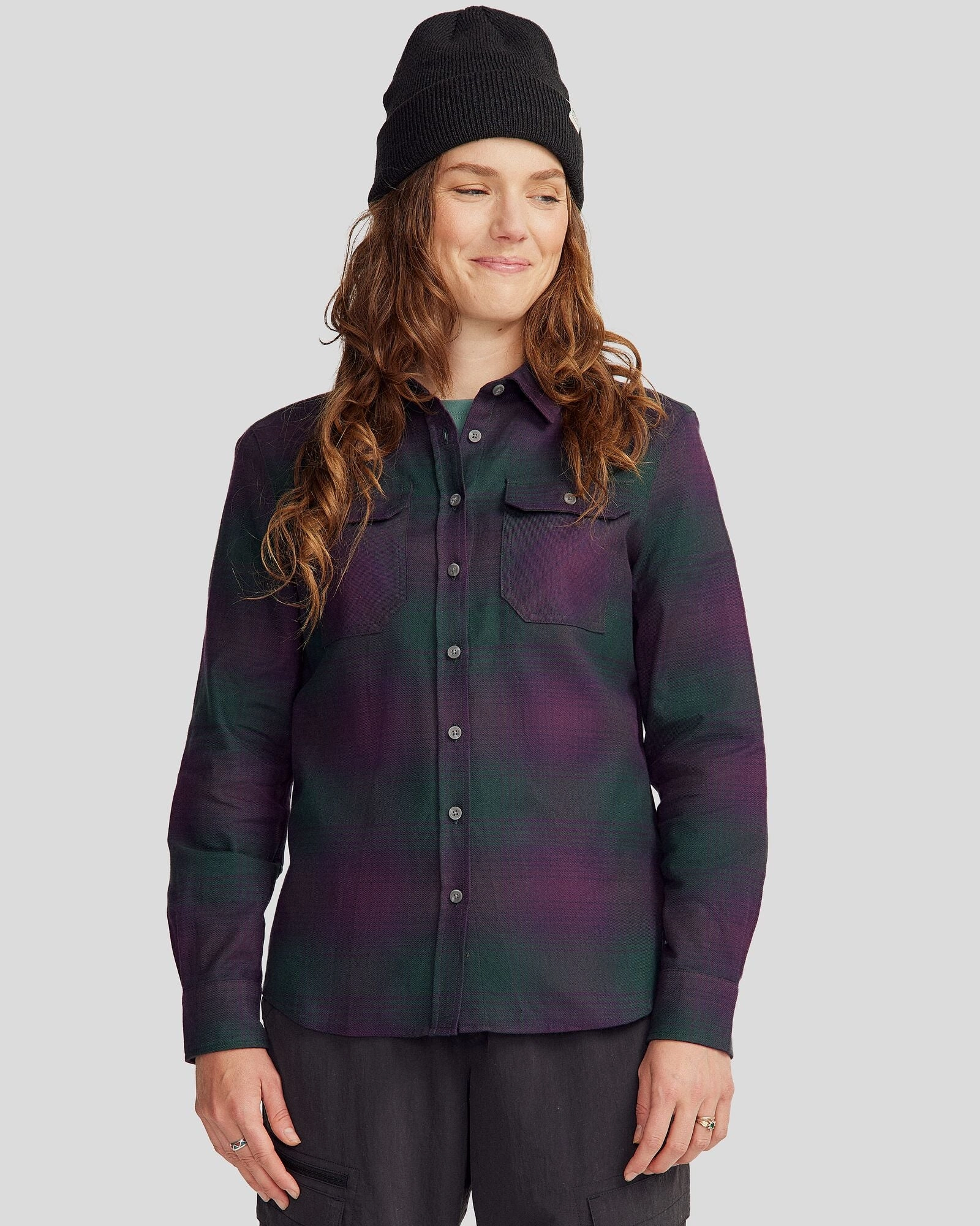 Women's Carrillon HF Long Sleeve Shirt  - Shadow Plaid Deep Forest Functional Fashion