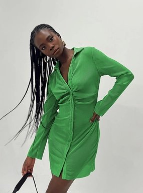 Draped Layer Panelled-Design Annemarie Mini Dress Green