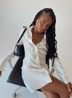 Annemarie Mini Dress White Natural Wrap Bold Statement
