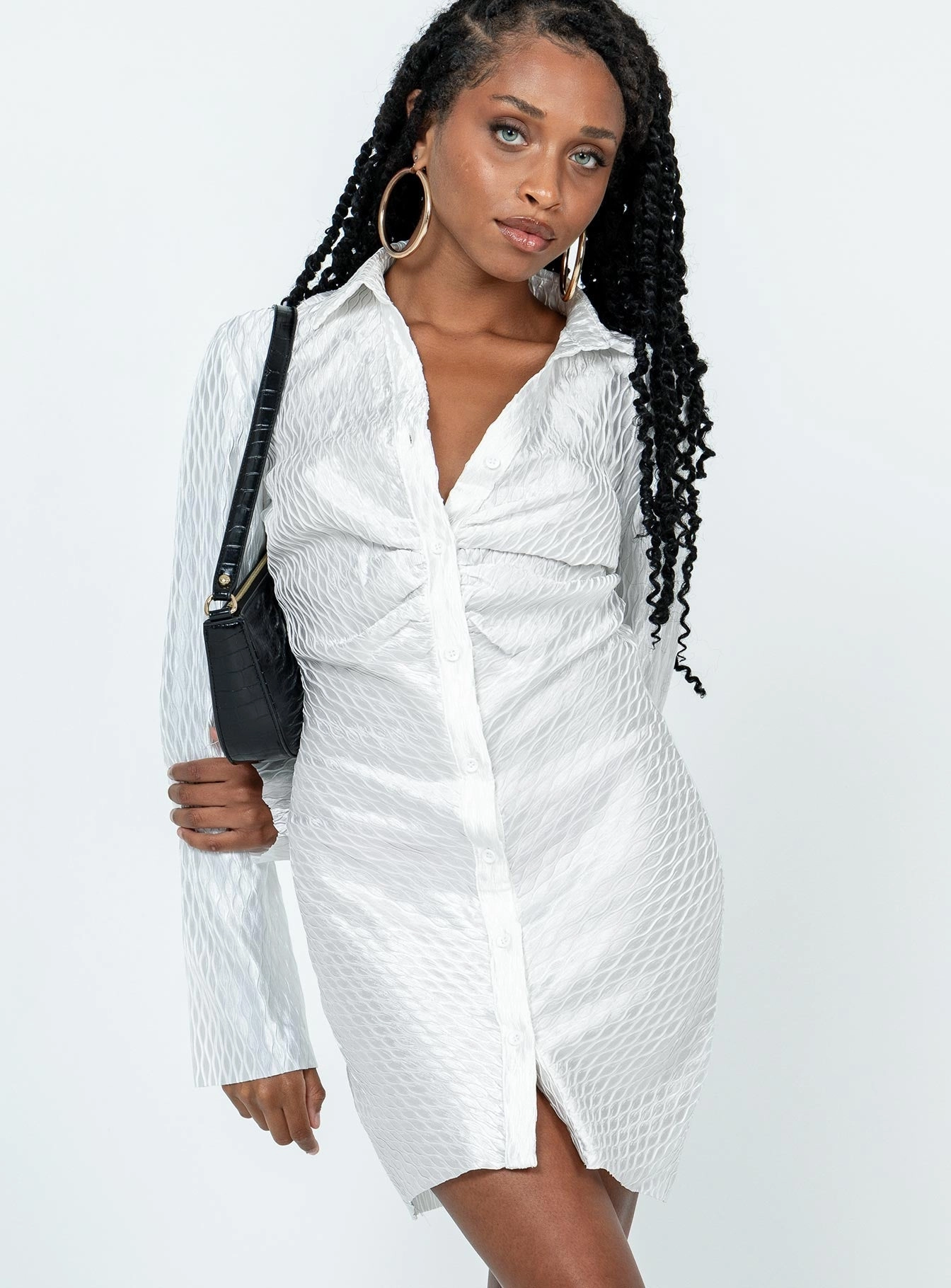 Office Shape Clean Drape Annemarie Mini Dress White