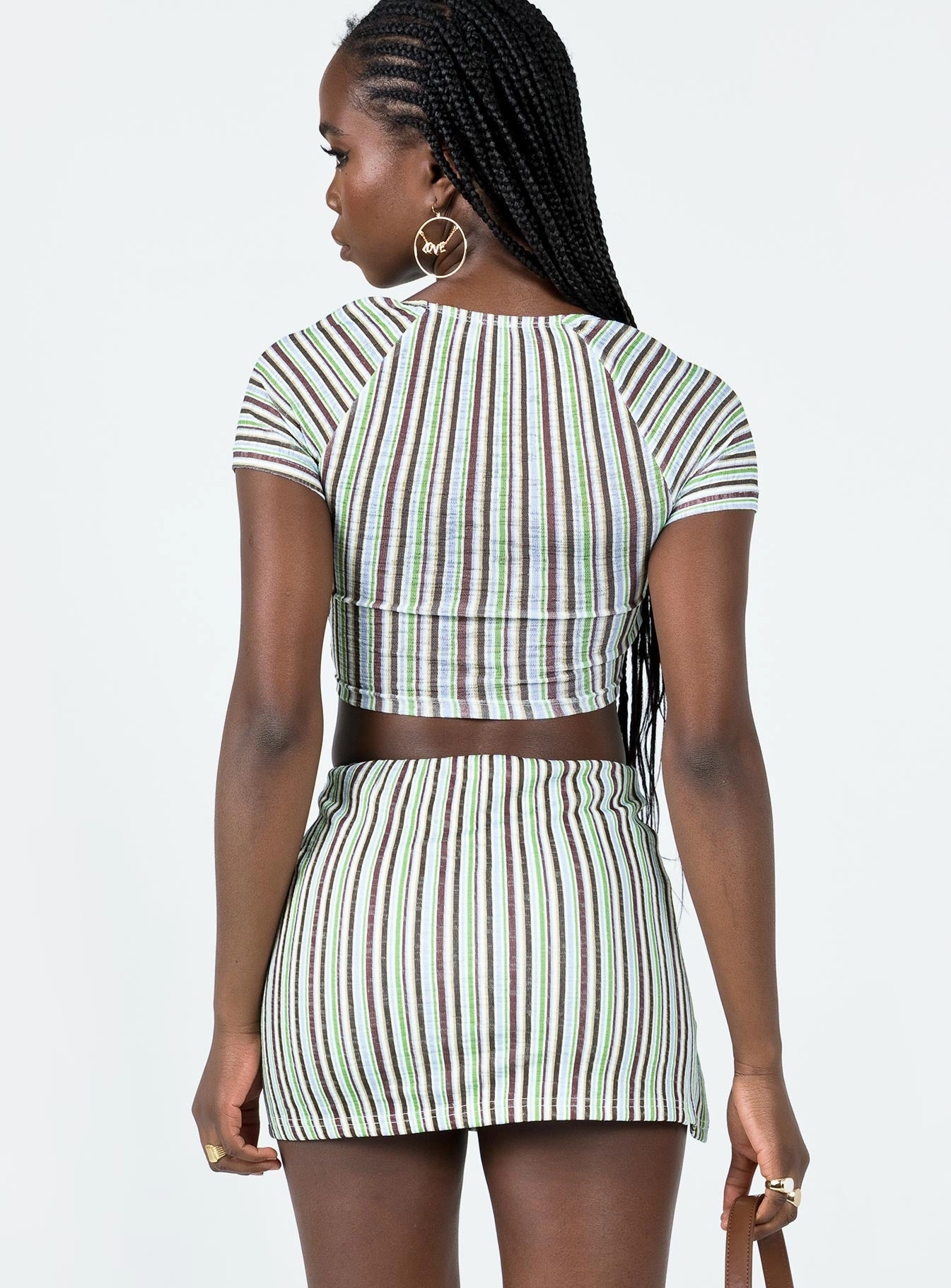 Anni Stripe Mini Skirt Multi Outfit Display