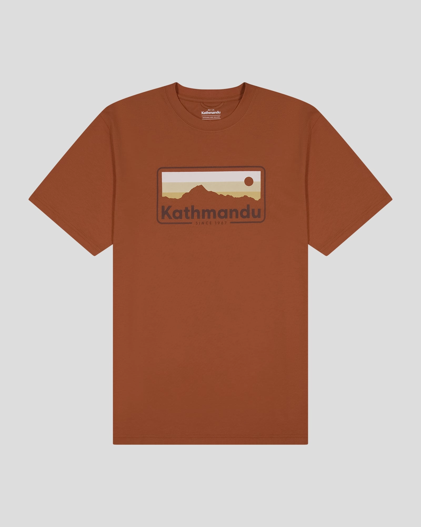 Stylish Design No Fade Technology Men's Kathmandu Logo 70's Organic Cotton T-shirt - Copper