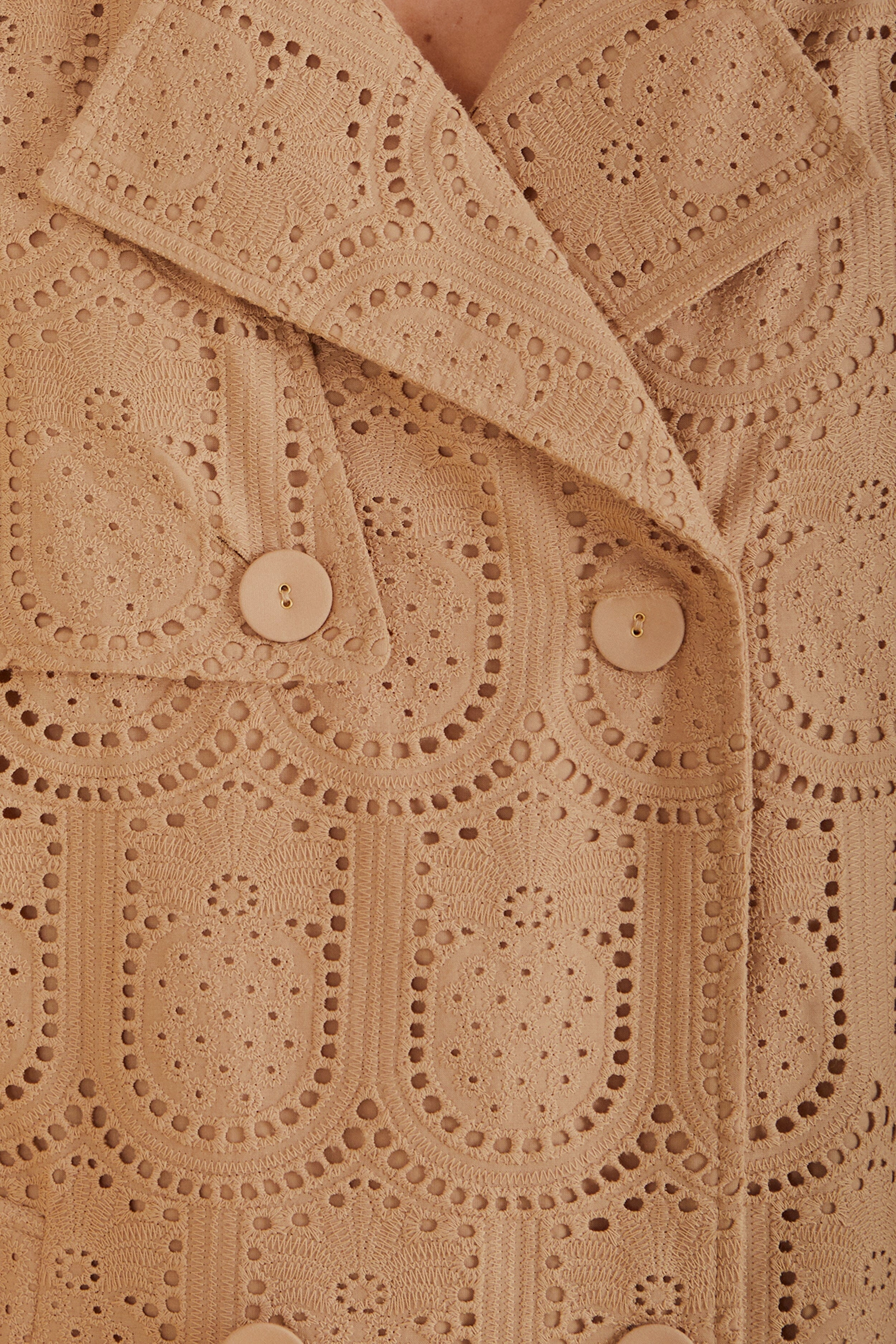 Khaki Pineapple Cotton Eyelet Trench Coat Elastic Cuff Adjustment Interchangeable Liners
