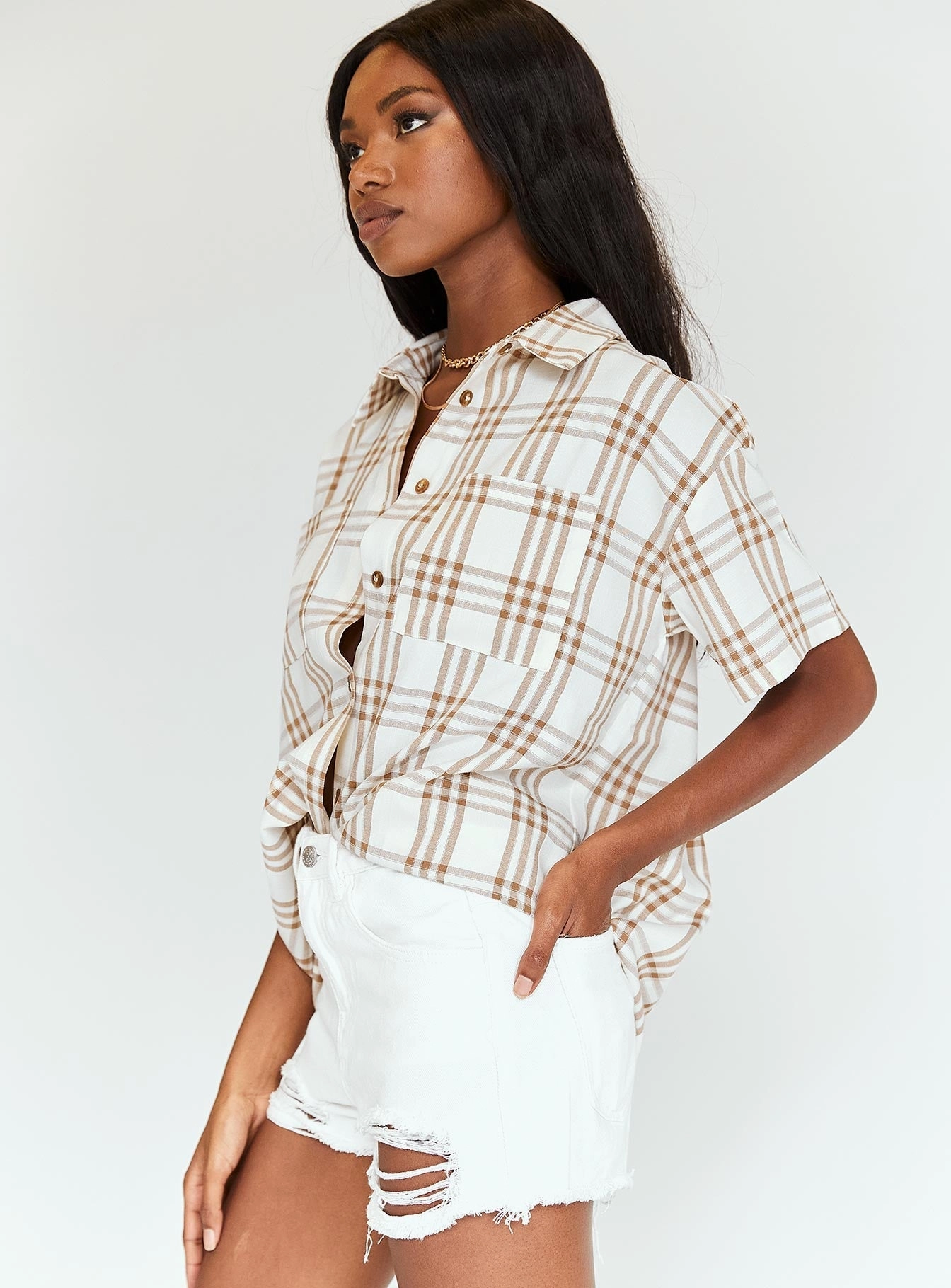 denim alternative Relaxed Style Elise Shorts White