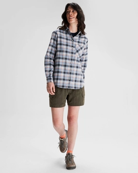 Dressy look Button front Women's Fyfe Flannel Shirt - Haze Blue Plaid