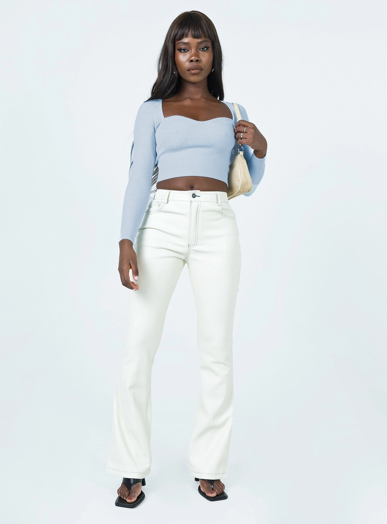 MoistureWickingFabric Soft Fabric Motel Zorea Trouser PU Coconut Milk