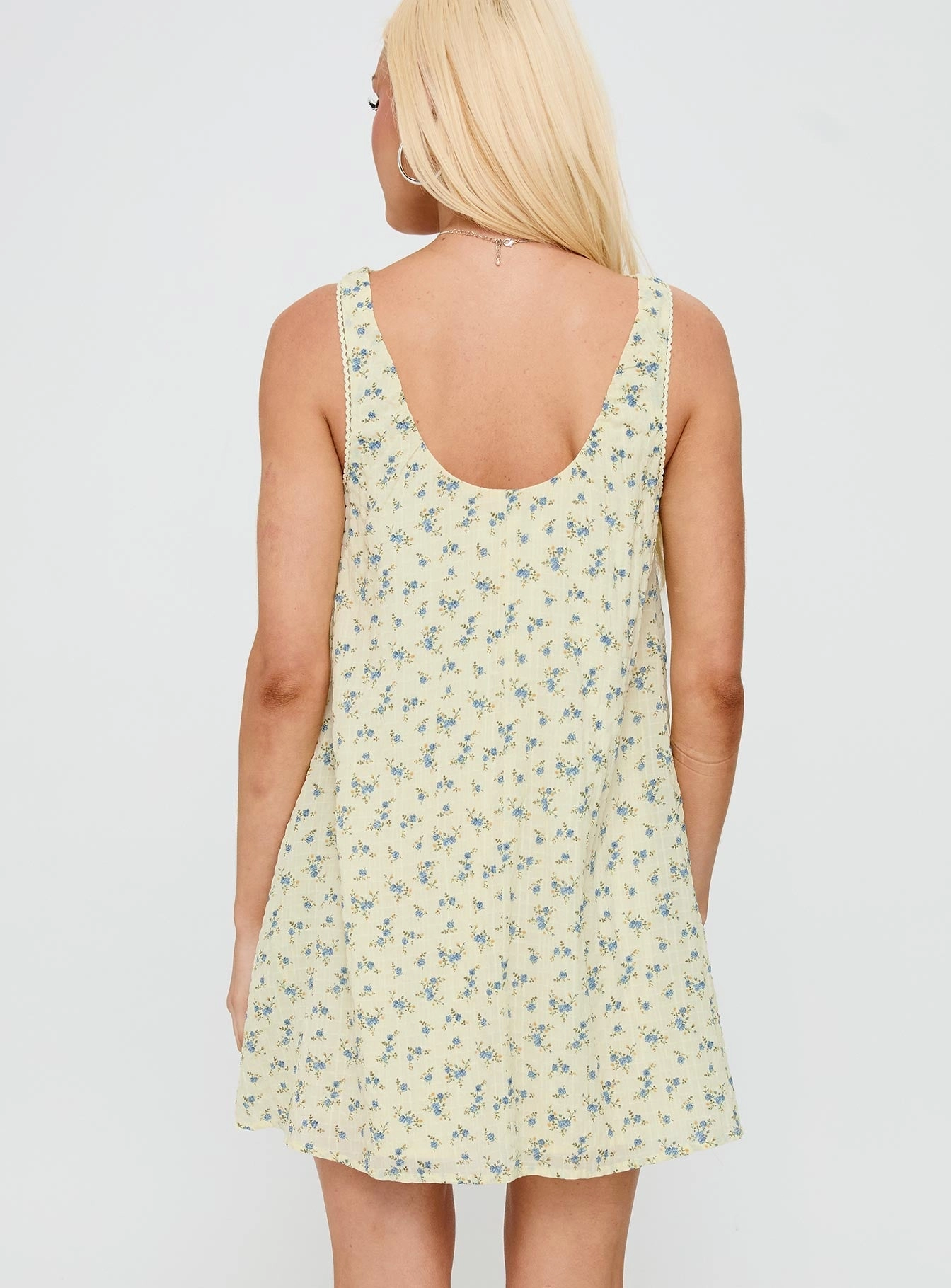 Antiquity Swing Mini Dress Yellow / Blue Floral Euro Ease