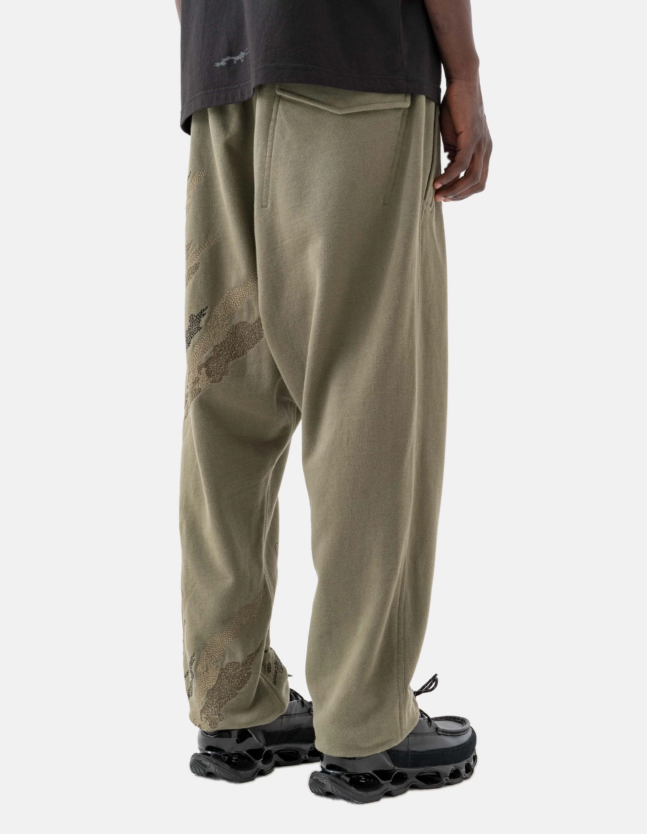 Casual Office 6202 Sashiko Bonsai Asym Sweatpants Olive OG-107F