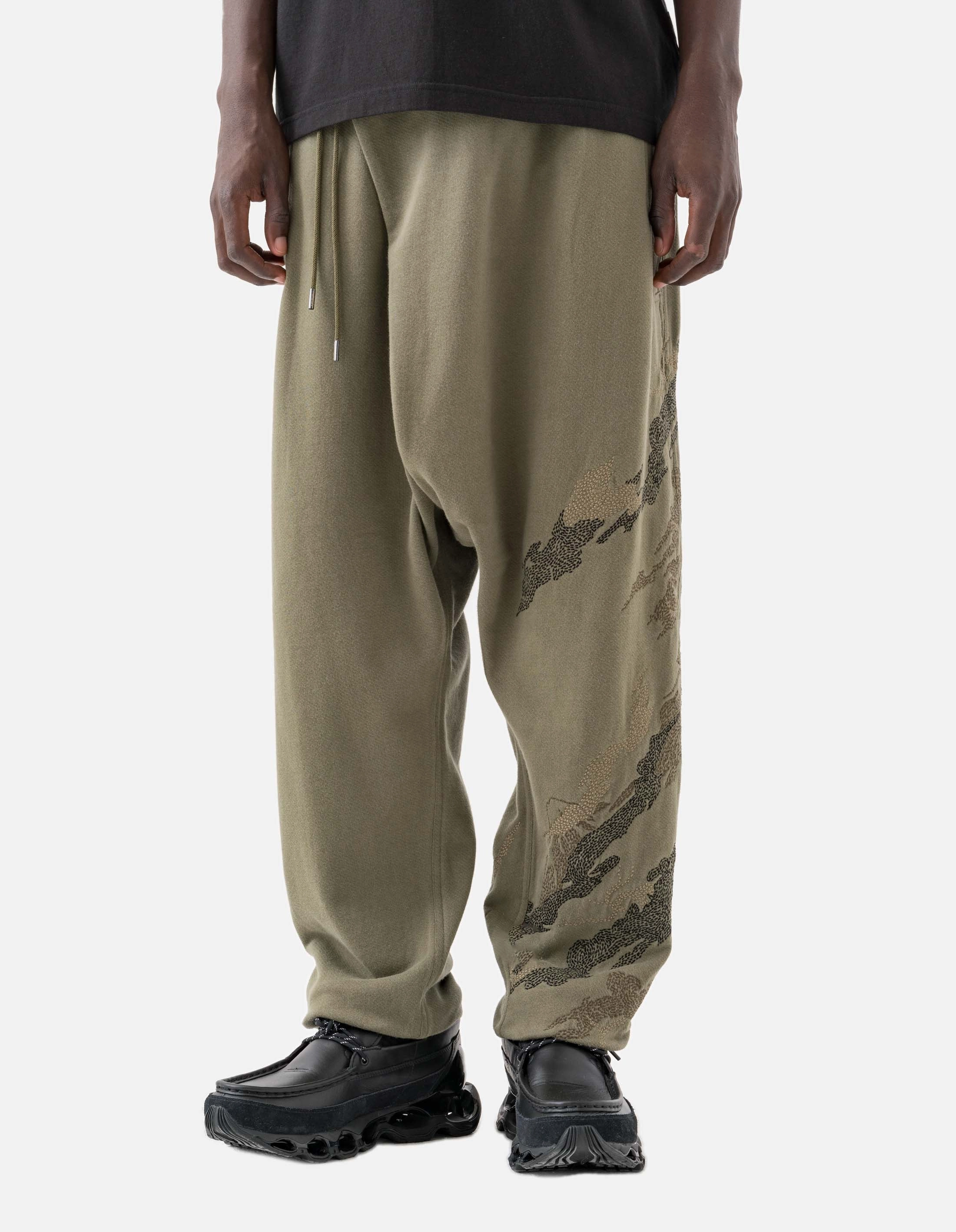 6202 Sashiko Bonsai Asym Sweatpants Olive OG-107F RipstopFabric