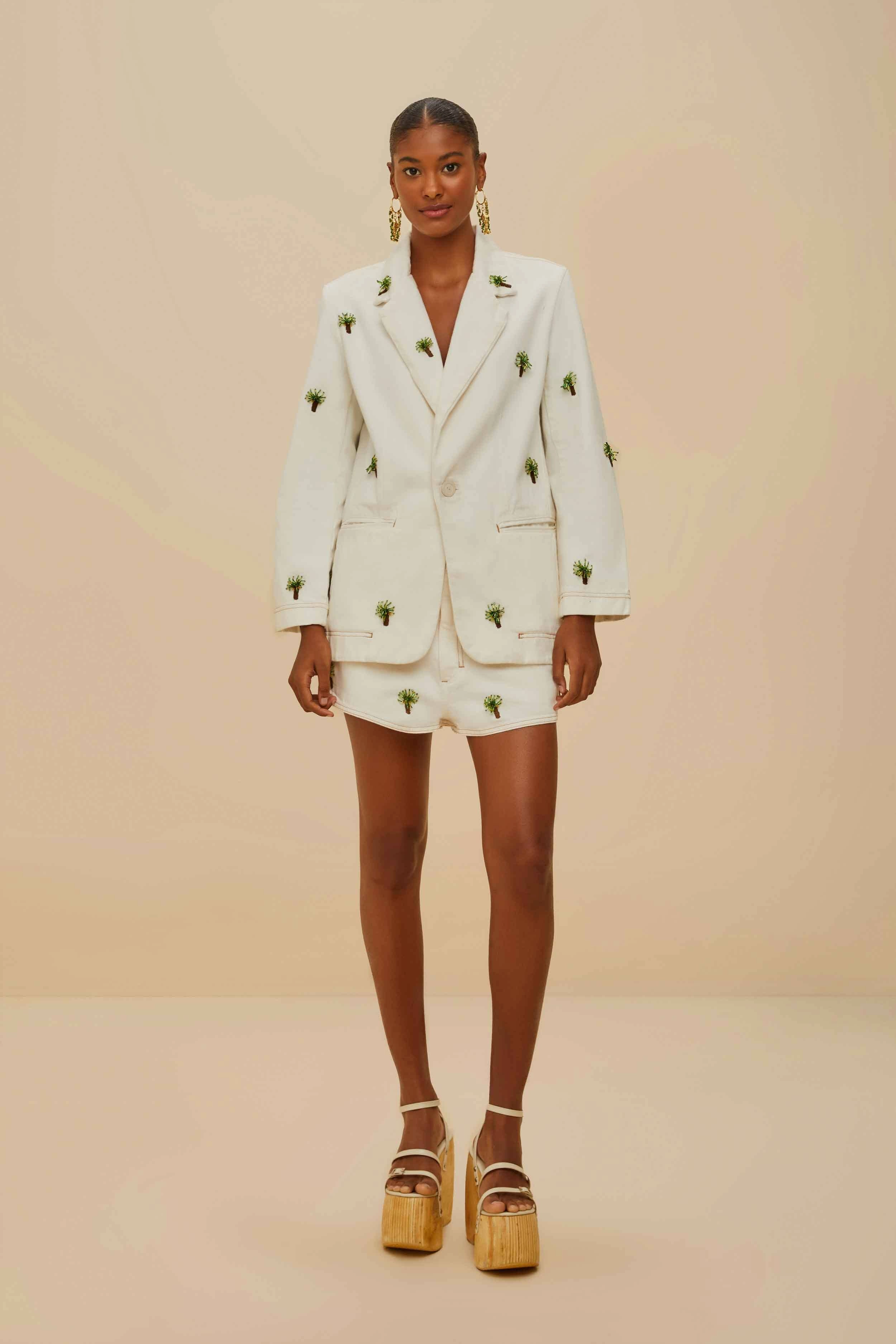 Reflective accents Off-White Embroidered Coconut Tree Shorts
