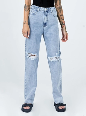 Arcadia Lightwash Denim Jeans Relaxed Style Lightweight Durable Flexible Style