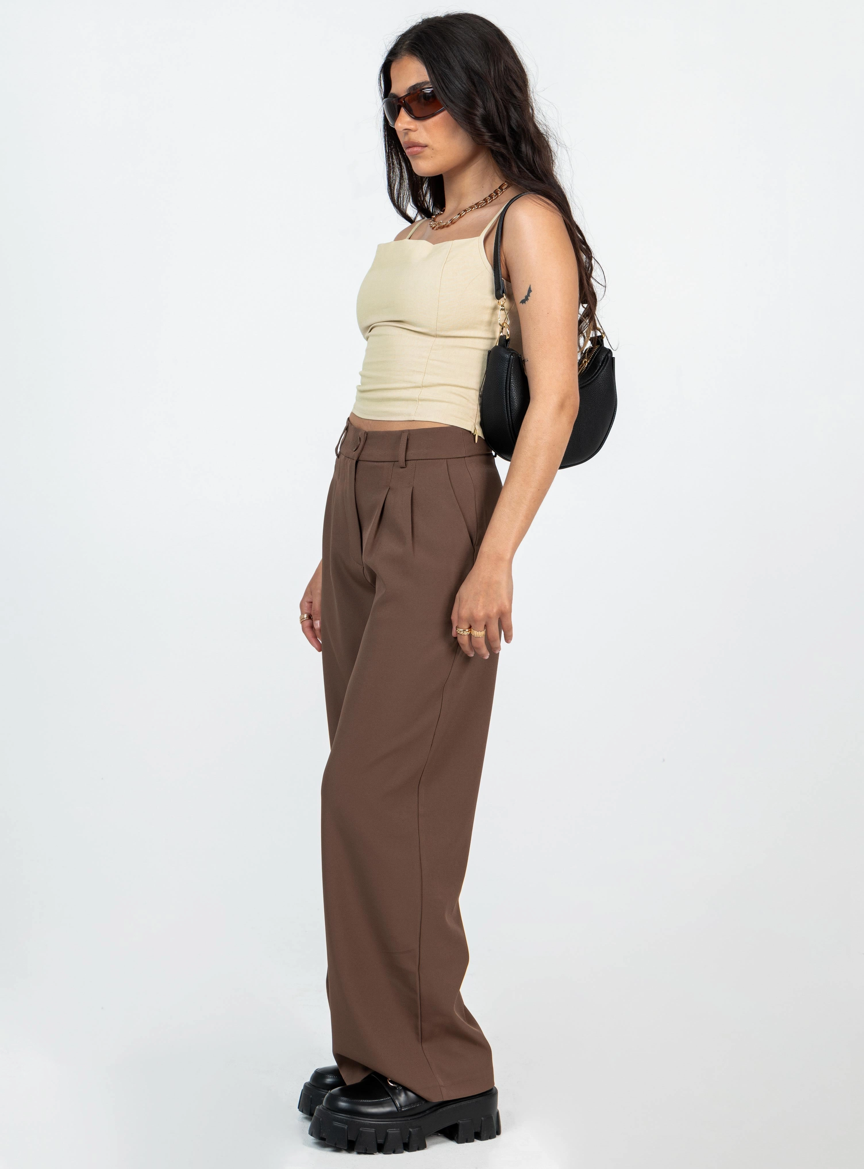 Archer Pants Brown Petite No Ride Work Friendly