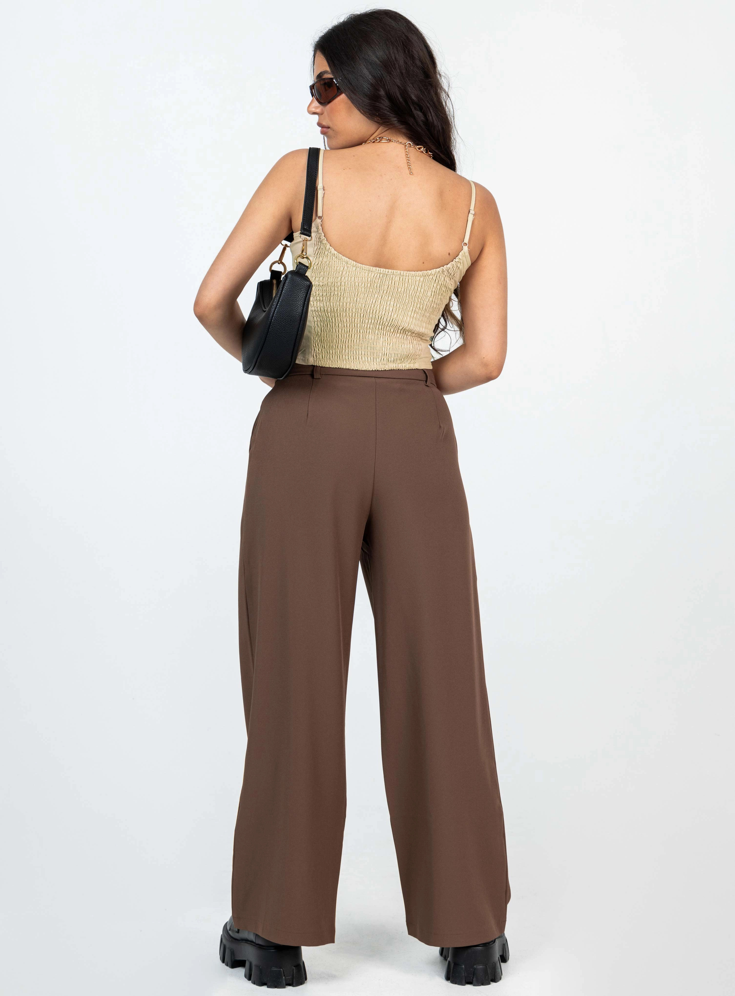 Supportive Waistband Archer Pants Brown Petite