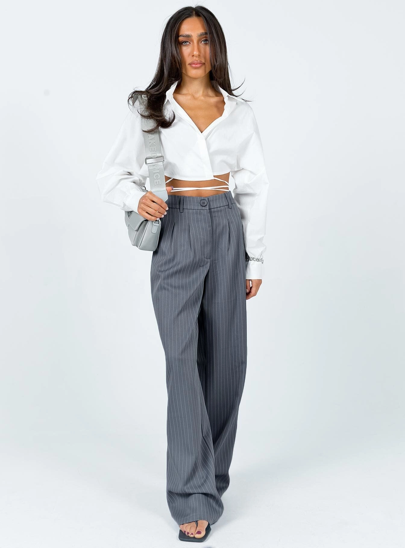 Archer Pants Pinstripe Grey Classic Cut Comfortable Movement