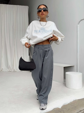 Flexible shape Classy Fit Archer Pants Pinstripe Grey Petite