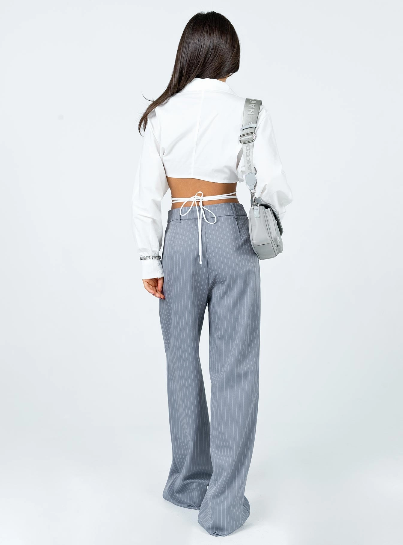 Archer Pants Pinstripe Grey Petite Versatile Layer NoiseReducingFabric