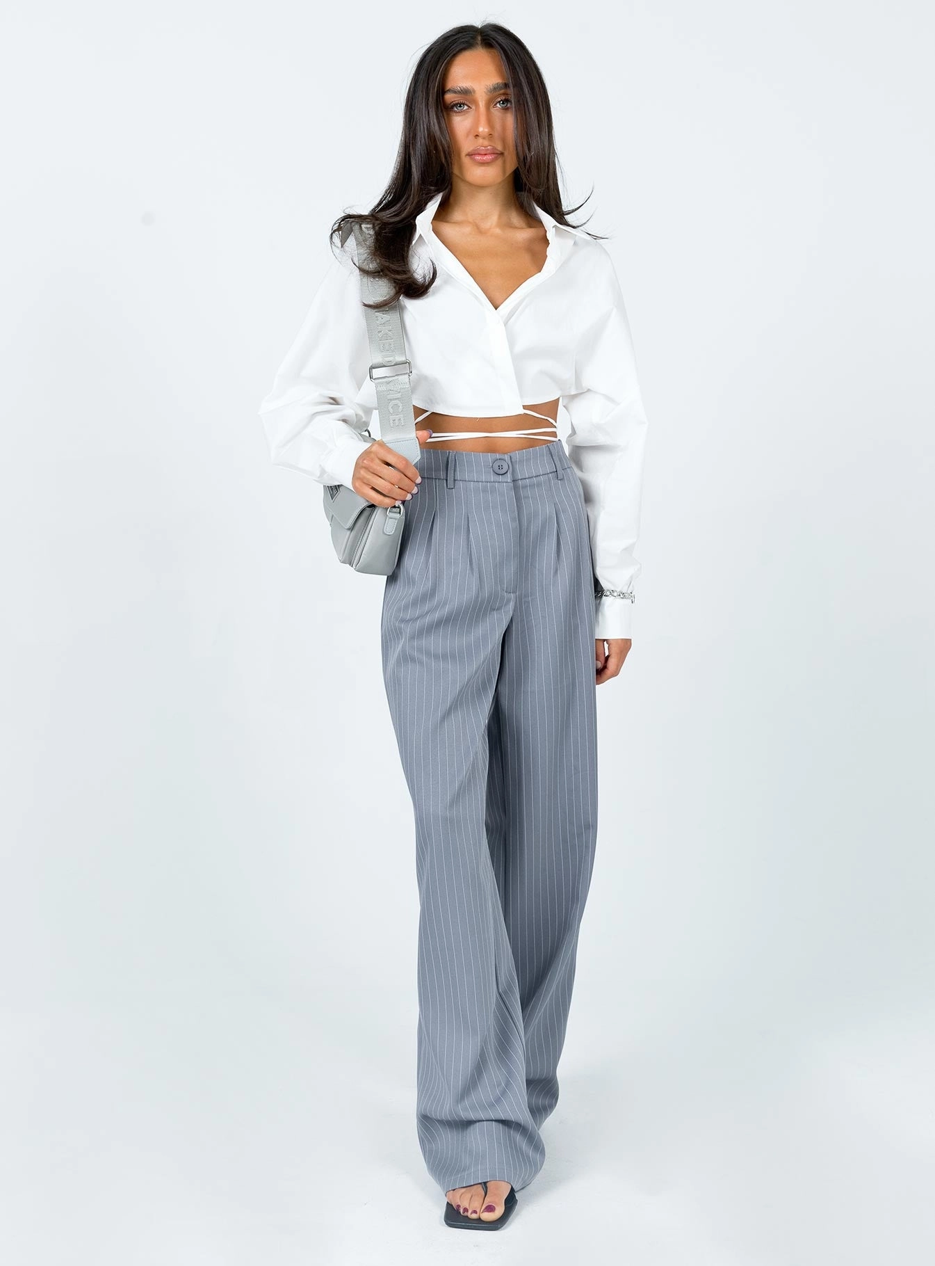 Classic Cut Archer Pants Pinstripe Grey Petite