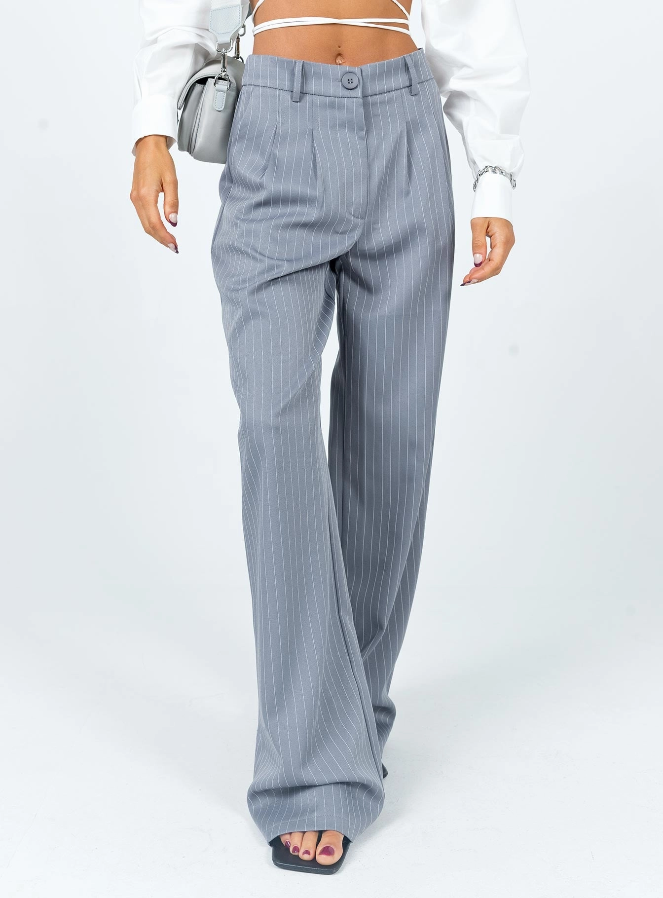 Archer Pants Pinstripe Grey Petite Sporty Layer Smart Motion