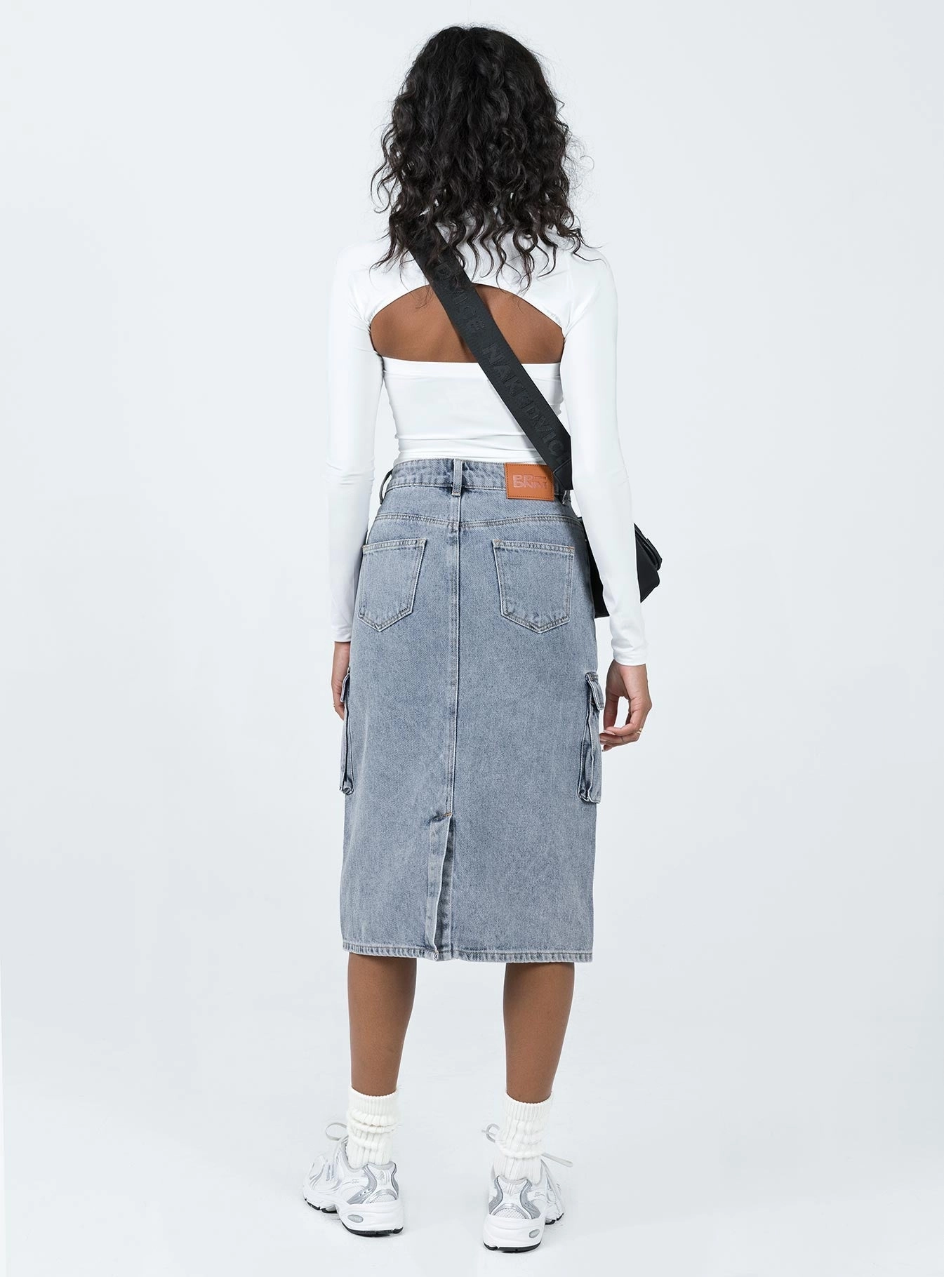 Fresh Vibe beaded embellishment Ariaahs Cargo Midi Skirt Denim
