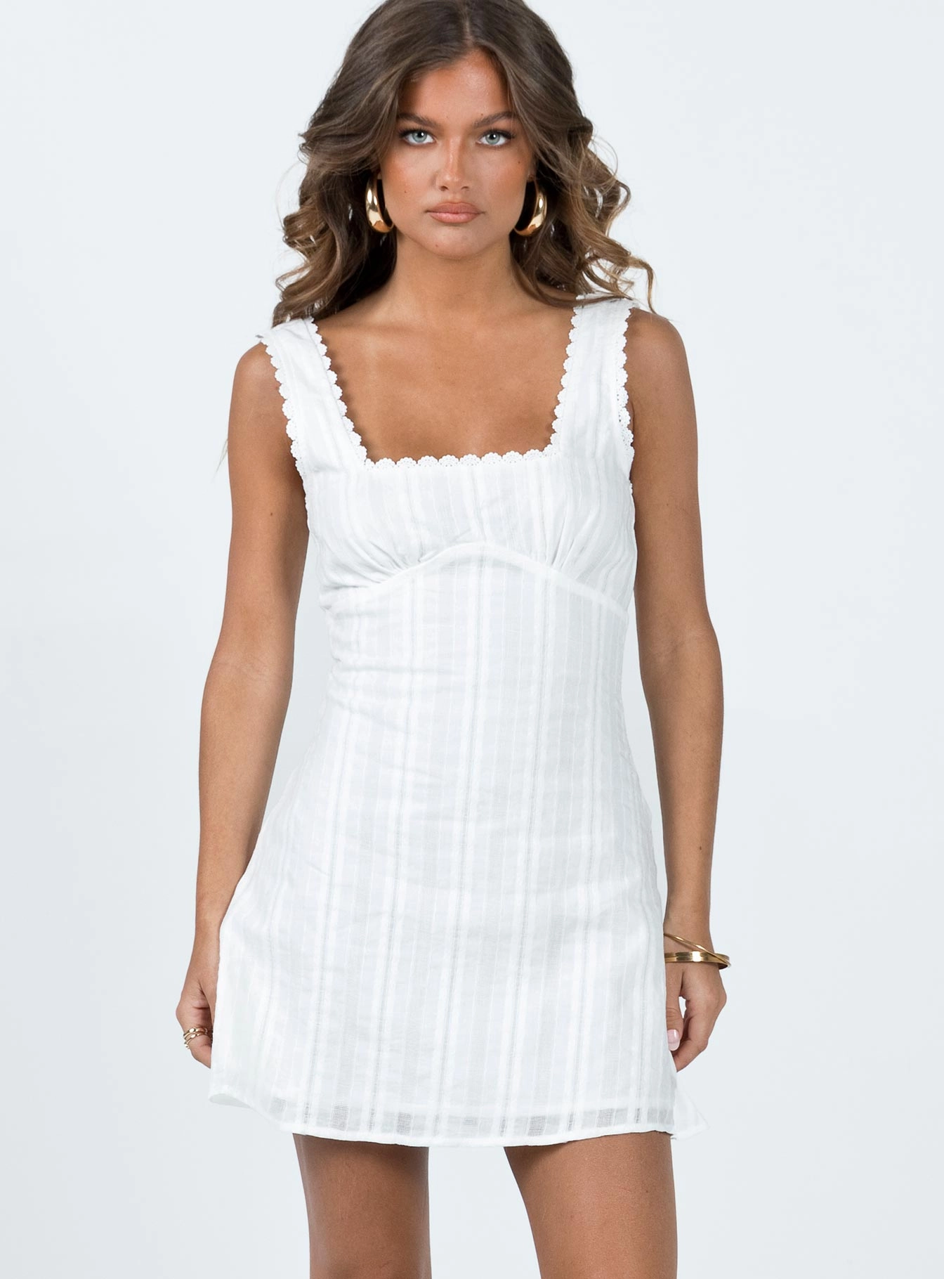 Dasha Mini Dress White Fresh Texture Sleek Drape
