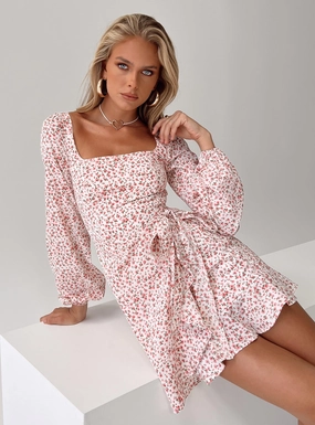 The Villa Mini Dress Floral soft look Square Neck