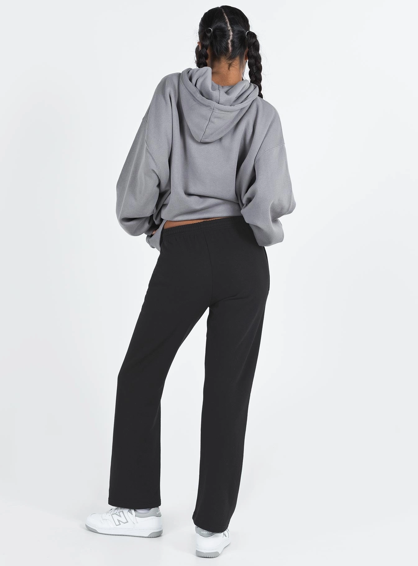 Trendy Waist Arya Straight Leg Track Pants Black