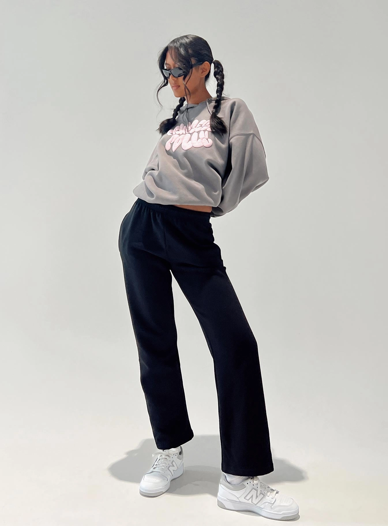 Flat Lock Seams Slim Waist Arya Straight Leg Track Pants Black
