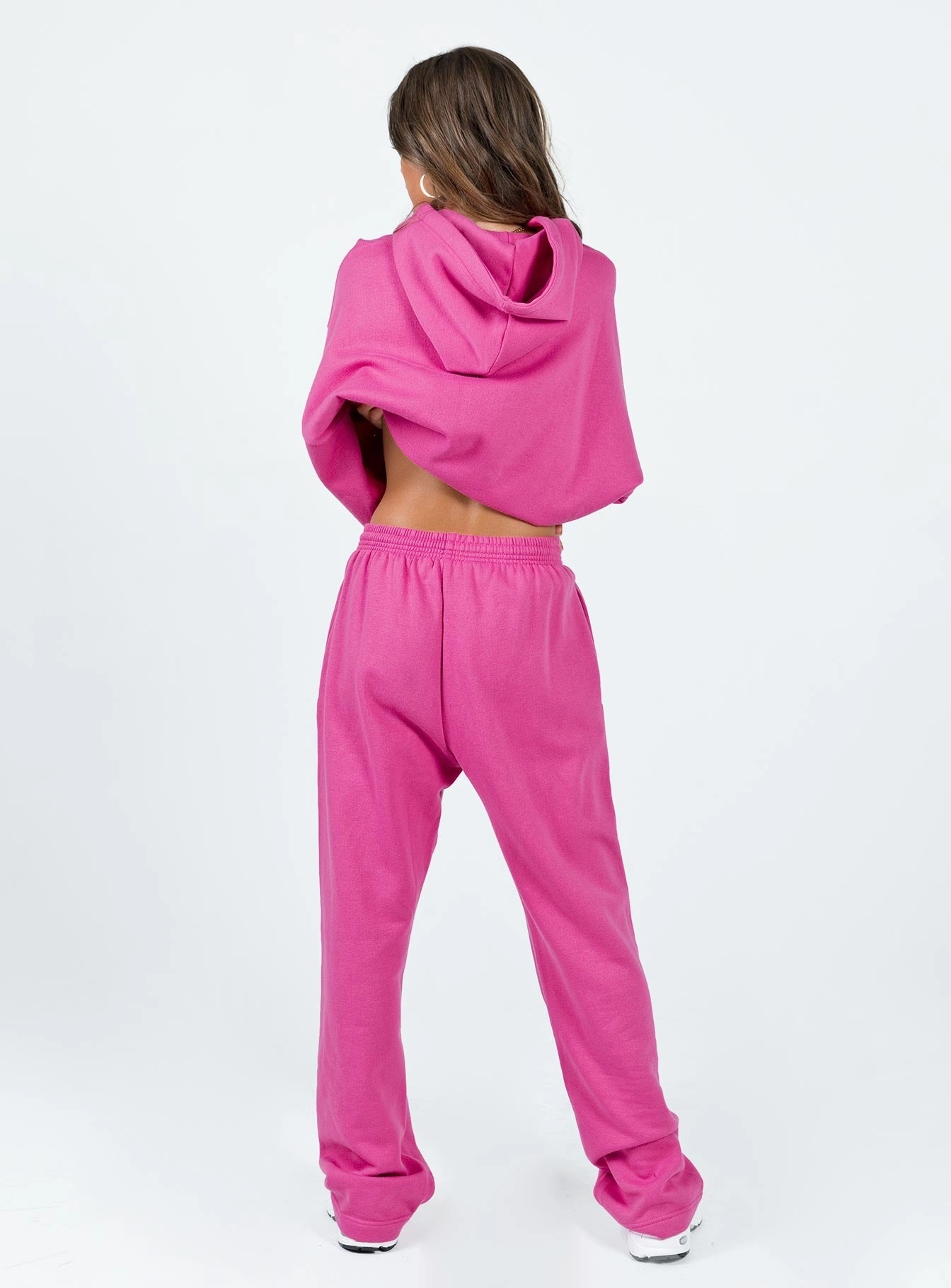 Embroidered Detail SturdyBeltLoops Arya Straight Leg Track Pants Pink