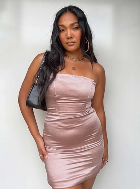 Ashbur Strapless Mini Dress Pink Flow Line Timeless office dress