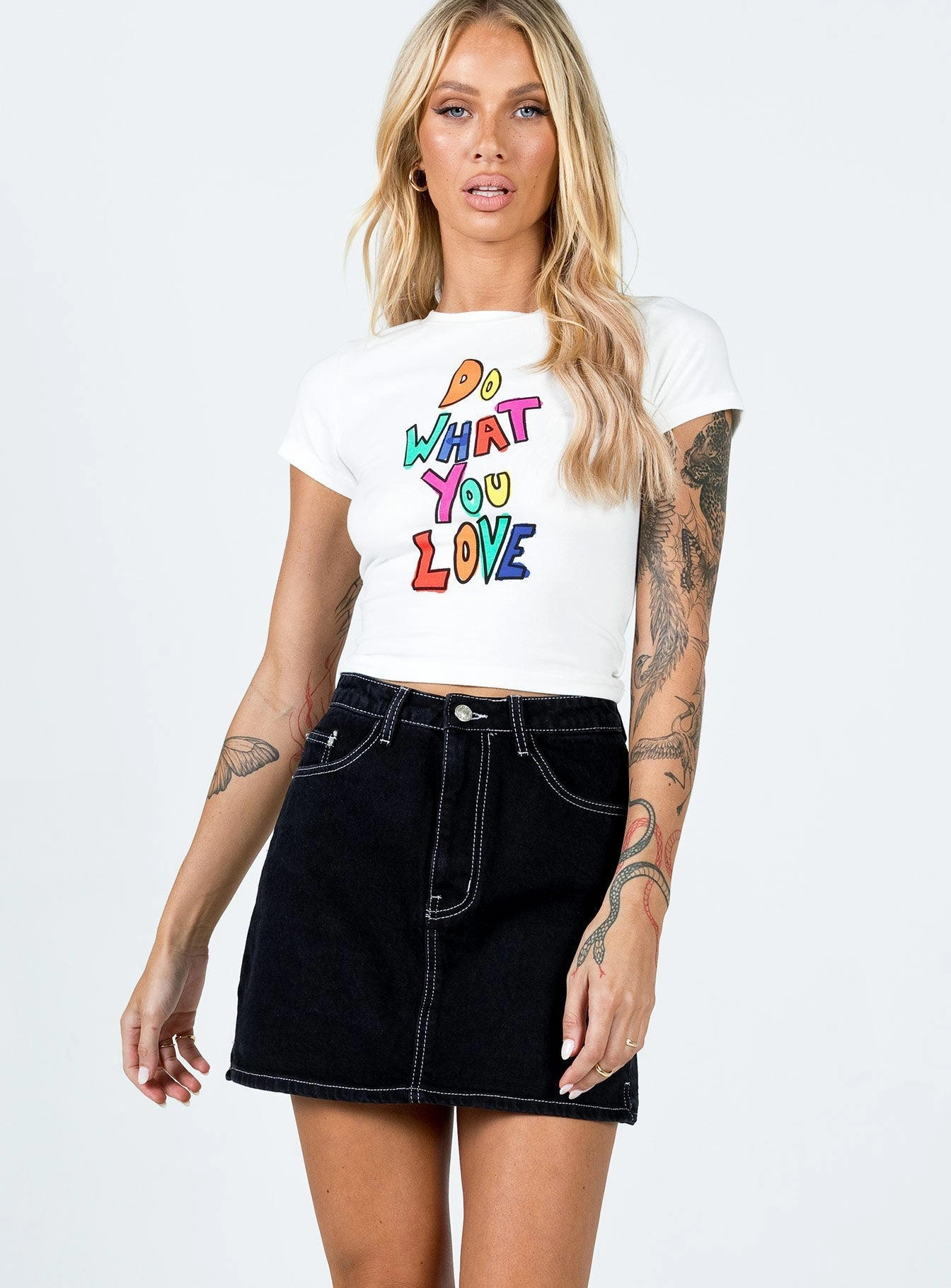 Aswan Constrast Stitch Mini Skirt Black Easy Care Easy Comfort