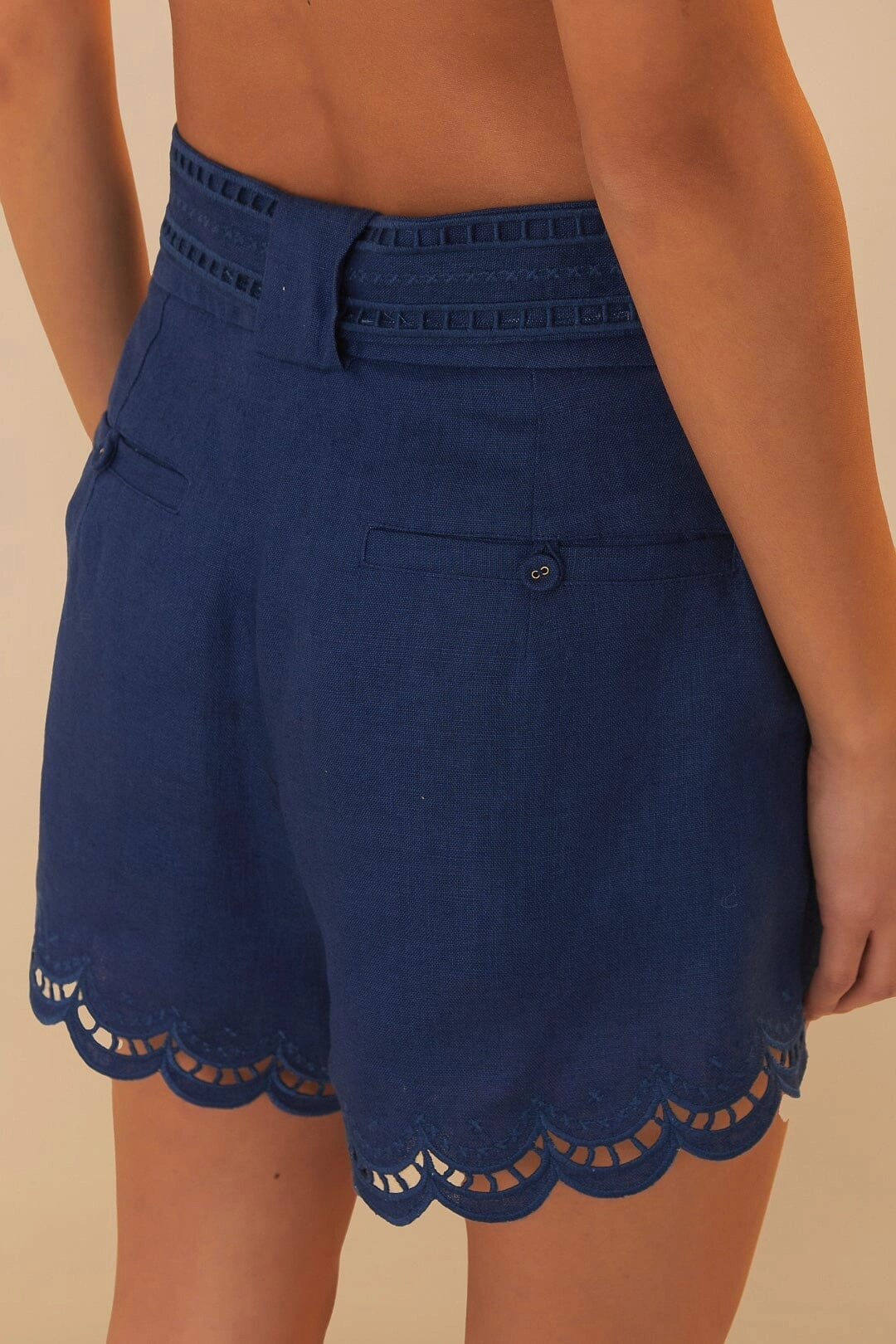 Navy Blue Richelieu Belted Euroflax? Premium Linen Shorts cycling outfit Workout Ready Design