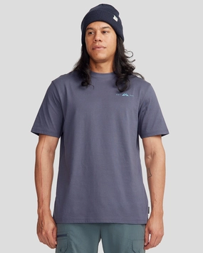 Men's Mountain Camo Organic Cotton T-shirt - Mid Navy High Durability Weave NoSideSeams