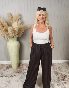 Body shaping Avery Pinstripe Trousers Chocolate
