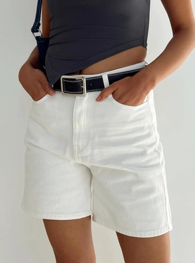 Aysa Shorts White Denim Summer Essential Low Profile Waistband